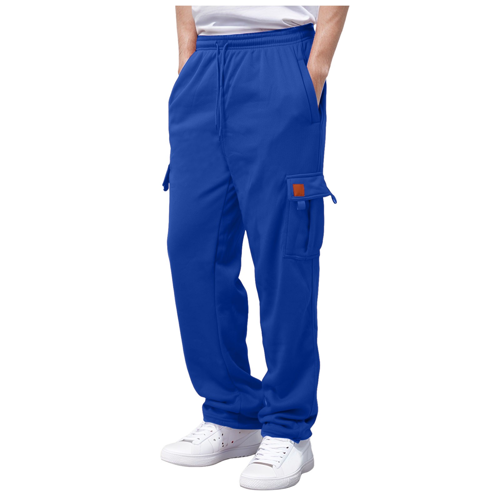 thumbnail image 1 of Pantalones de chándal holgados de felpa para hombre: cintura elástica, secado rápido, bolsillos multiusos; ideales para correr, ir al gimnasio o llevar de forma informal., 1 of 8